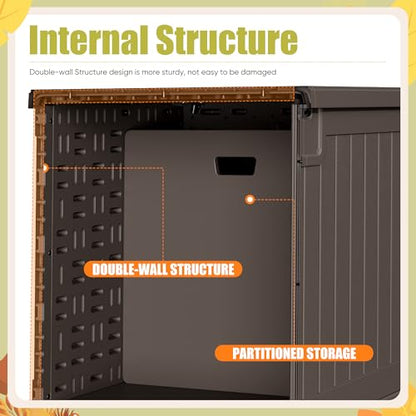 Devoko HDPE 240 Gallon Deck Box Double-Wall with Divider - color: Brown, size: 240 Gallon 1 Pack