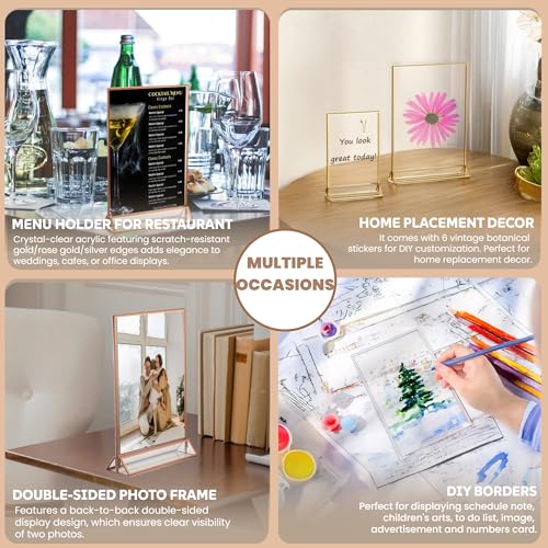 4x6 Acrylic Sign Holders, 6 Pack Gold Picture Frames for Table Number Signs - color: Gold, size: 6 PACK 4 x 6 Inch