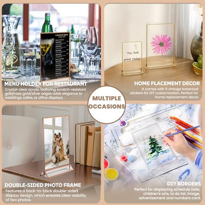 5x7 Acrylic Sign Holders, 6 Pack Silver Picture Frames for Table Number - color: Silver, size: 6 Pack 5x7 Inch