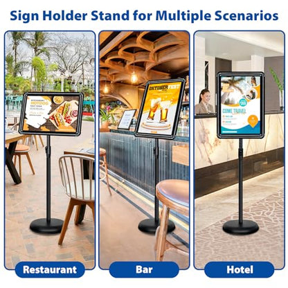2Pack 11x17 Sign Stand - Adjustable Floor Standing Sign Holder - color: Black, size: 11"x17"-2Pack