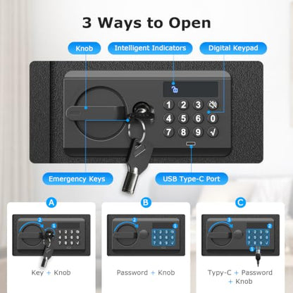 Bonsaii Security Safe Box With Keypad Lock 1.2 Cu.Ft for Cash Jewelry Home - size: 1.2 cu.ft.