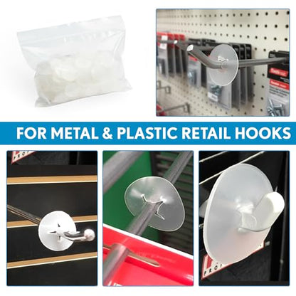 Clip Strip Display Hook Product Stops, 300 Pack, 1" Round Inventory Control Clips, Discs for Pegboard Hooks, Peg Hook Stoppers, Product Organization, Maintain Full Appearance on Display Stand