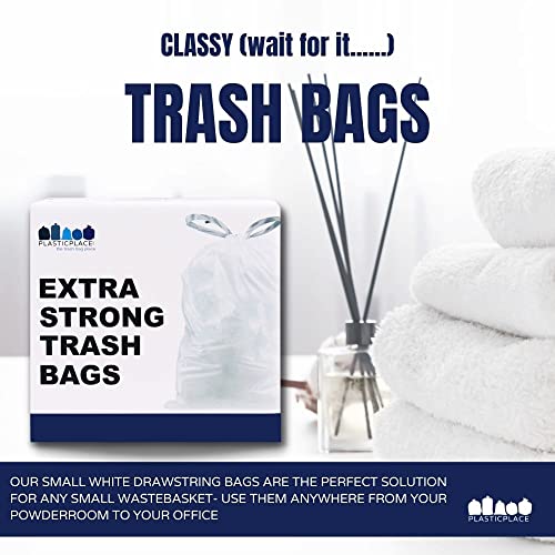 Plasticplace 6 Gallon Trash Bags White Drawstring Garbage Can Liners,17” x 20”,for Bathroom Kitchen Office Car Small Trash Bags,Leak-Proof & Tear-Resistant,100 Count (Pack of 6) - color: White, size: 100 Count (Pack of 6)