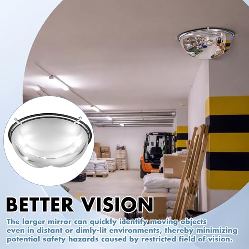 Sintuff 2 Pcs 18'' 270 Degree Corner Dome Mirror, Impact-Resistant Acrylic Corner Dome, High Viewing Angle, Security and Safety Mirror for Blindspot