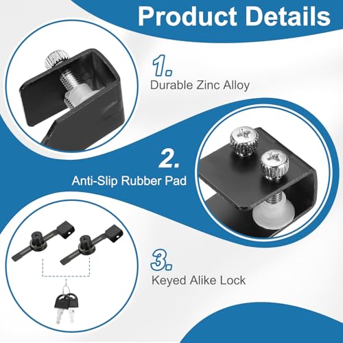 0.6" Luminous Sliding Glass Door Ratchet Lock Fit 0.2-0.39" Black - color: Black, size: 0.6"