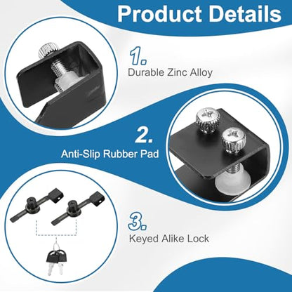 0.6" Luminous Sliding Glass Door Ratchet Lock Fit 0.2-0.39" Black - color: Black, size: 0.6"