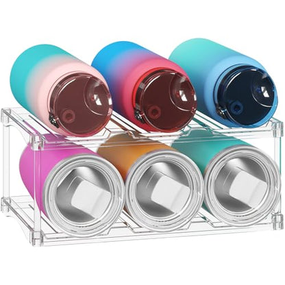 Lifewit Stackable Water Bottle Organizer, Clear Tumbler Holder for Cabinet - size: 2 Tier-6 Bottle