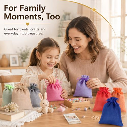 Burlap Gift Bags 5x7, 10 Pack Colorful Drawstring Pouches for Favors - color: Burlap (Pack of 10)