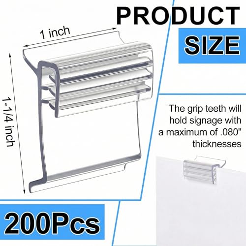 Fulmoon 100 Pcs Retail Shelf Talker Clips, 1-1/4 Inch High by 1 Incn Wide - size: 1-1/4 Inch High by 1 Incn Wide