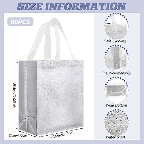 Eccliy 80 Pcs Reusable Gift Bags, Medium, Silver - color: Silver, size: Medium