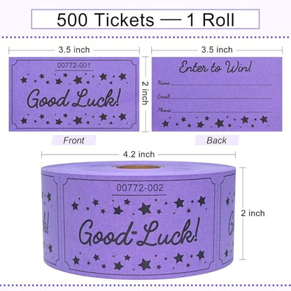 ESSENTIAL 500 Raffle Tickets, Good Luck Raffle Cards - color: Purple, size: 3.5"x2"