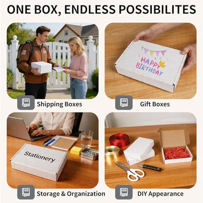 Fishat 9" x 6" x 2" White Corrugated Cardboard Shipping Boxes Set of 50 - size: 9" x 6" x 2"