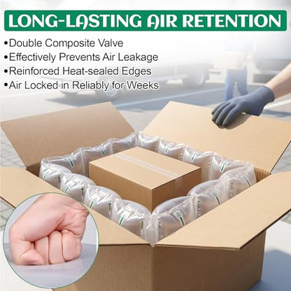 Air Pillows for Shipping with Hand Pump - 1200 Count 3.54 x 7.87 in 150 Gallons Air Cushion– Inflatable Air Bags - Box Filler Packing Materials - Alternative to Packing Peanuts & Bubble Wrap - color: Deflated (Pump included), size: 1200 Count