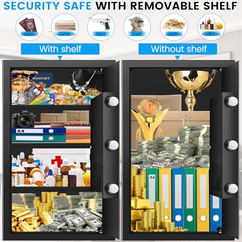 23.6" Tall Large Home Safe, 4.6 Cuft Safe Box with Fireproof Waterproof Bag - size: 4.6 Cuft