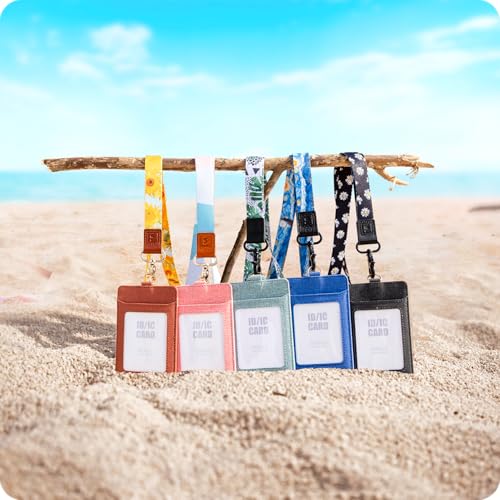 ID Badge Holder Gift with Cute Neck Lanyard Strap, 2 Card Slots and 1 Clear ID Window, for Women and Men - color: N018