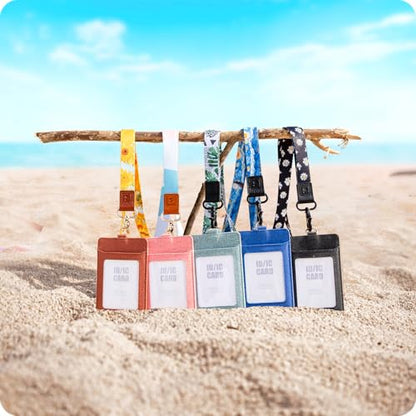 ID Badge Holder Gift with Cute Neck Lanyard Strap, 2 Card Slots and 1 Clear ID Window, for Women and Men - color: N018