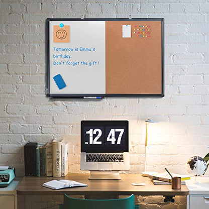 Maxtek Whiteboard and Cork Board Combo 36 x 24 in, Wall Mounted - size: 24" x 36"