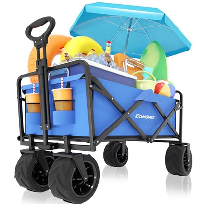 EchoSmile Wagons Carts Foldable Heavy Duty 350Lbs Capacity, Blue - color: Blue