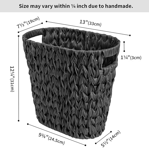 GRANNY SAYS Wicker Trash Can, Wicker Waste Basket for Bathroom, Black - color: Black, size: Rectangular - 13"L x 7½"W x 12¼"H