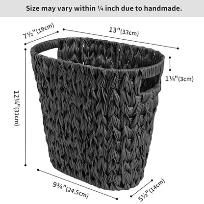 GRANNY SAYS Wicker Trash Can, Wicker Waste Basket for Bathroom, Black - color: Black, size: Rectangular - 13"L x 7½"W x 12¼"H