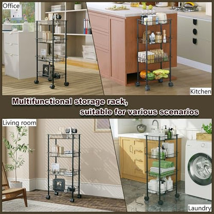 AWTATOS 4-Tier Rolling Cart, Storage Cart with Removable Baskets