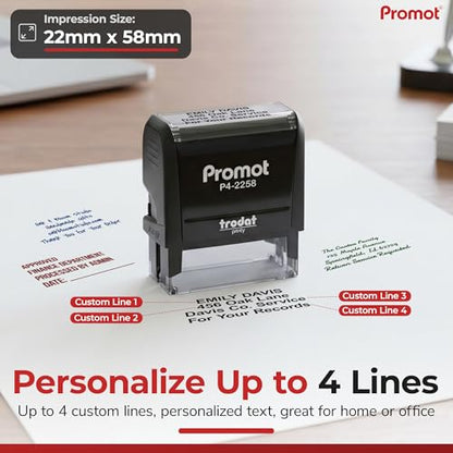Promot 4-Line Custom Stamp- Personalized Name & Address Stamp (Large) - size: Large