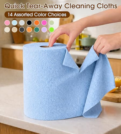 KitchLife Microfiber Cleaning Cloth Roll, 100 Pack - Tear-Away Microfiber Paper Towels, Lint-Free, Reusable, Washable for Kitchen, Car, Dishes, and Sensitive Surfaces (Blue) - color: Blue, size: 100 Pack
