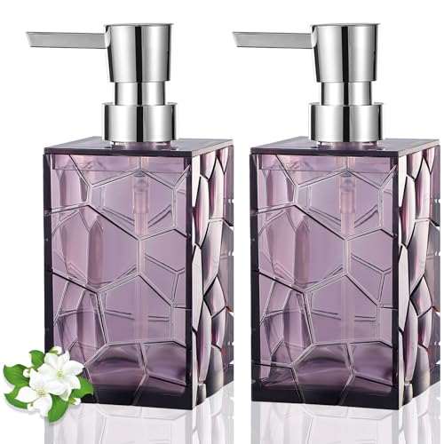 Acrylic Pump Bottle Refillable Lotion Soap Dispenser 10oz 2 Pack Purple - color: Clear Purple, size: 2 Pack