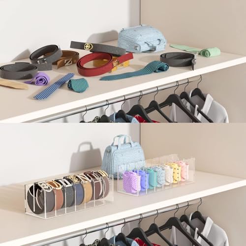 FEMELI Acrylic Belt Organizers Holders for Closet 7 Slots Belt Storage Box - size: 7-Compartments-01