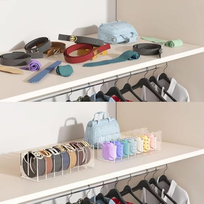 FEMELI Acrylic Belt Organizers Holders For Closet 7 Slots Belt Storage Box - size: 7-Compartments-01