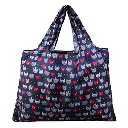 Reusable Grocery Bag, 2 Packs Large Washable - color: L-cattie