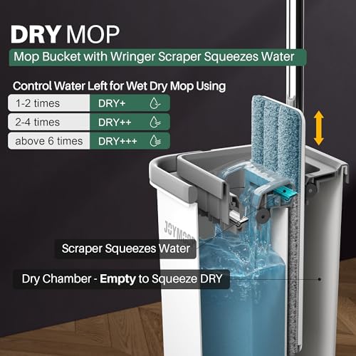 JOYMOOP Bathroom Cleaning Set, Mop and Bucket System with Toilet Brush Set, White, Microfiber Flat Mop for Household & Commercial Floor and Bathroom Cleaning - color: B