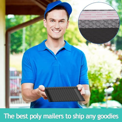 50 Pcs Bubble Mailers,Black Bubble Envelopes,Waterproof Self Seal Adhesive Shipping Bags,Poly Padded Envelopes,Bubble Padded Cushion Envelopes for Mailing Packing Small Business