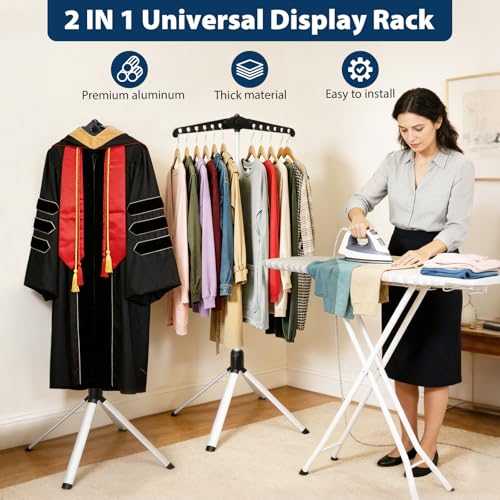 2 in 1 Cap and Gown Display Stand, Adjustable, Matte Black - color: Matte Black