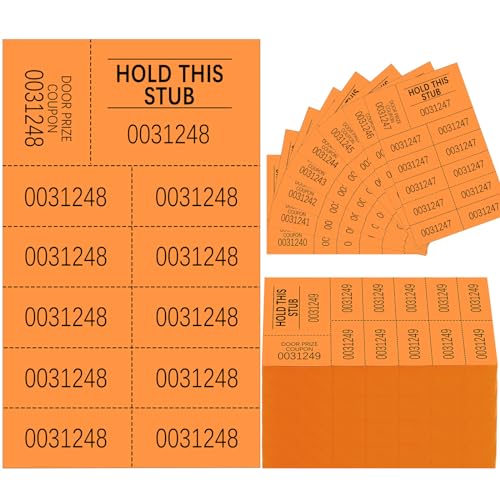 Kosiz 504 Pcs Raffle Tickets Basket Auction 10 Bid Numbers, Orange - color: Orange