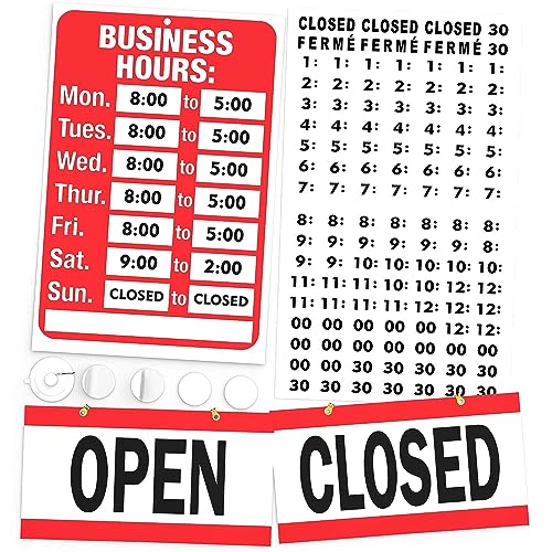 ASSURED SIGNS Business Hours Sign for Glass Door, Open Closed Sign, 1 Pack