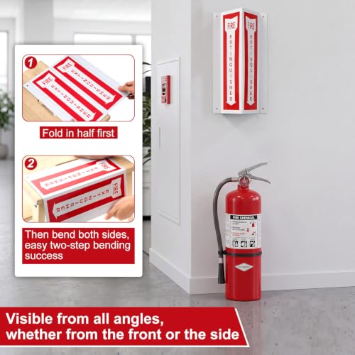 Therwen 4 Sets 3D Fire Extinguisher Sign with Down Arrow, Reflective