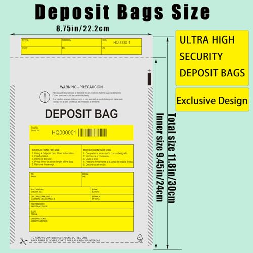 Plastic Deposit Bags 100 Pack 9''x12'', Opaque Security Bank Deposits,Cash register,Money bag for Cash,Bank Pocket,Tamper-Evident,Unique Barcode - style: 100-Pack Opaque 9''x12''