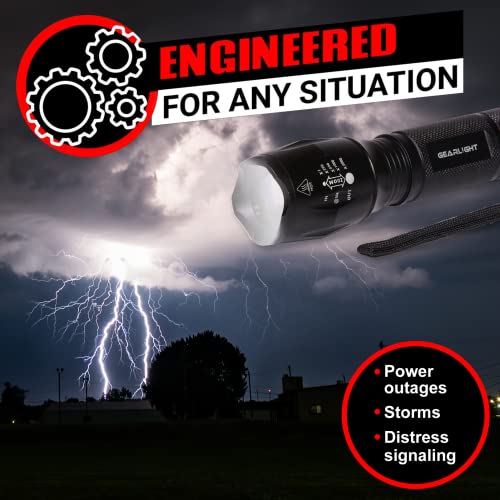 GearLight LED Flashlight Bright, Zoomable Tactical Flashlights with High Lumens and 5 Modes for Emergency and Outdoor Use -Camping Accessories -S1000 - S1000-1 Pack, (Batteries Included) - color: 1 Pack, (Batteries Included)