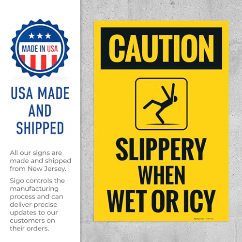 Caution Slippery When Wet Or ICY Sidewalk Sign Kit, (SI-76037) - size: 24x36 Inches, style: 2 Pack - Replacement Panels