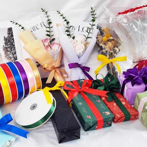 7/8in Polyester Red Satin Ribbon 100Yds Wedding Craft Gift Wrap - color: Red, size: 100Yards
