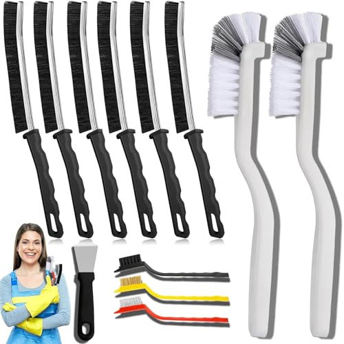 Commercial-Grade Crevice Cleaning Brush Set, Ultra-Stiff Heavy-Duty Gap Scrubber Tools for Bathroom Grout, Window Tracks & Auto Detailing, Zero Cross-Contamination,12Pcs - size: 12Pack