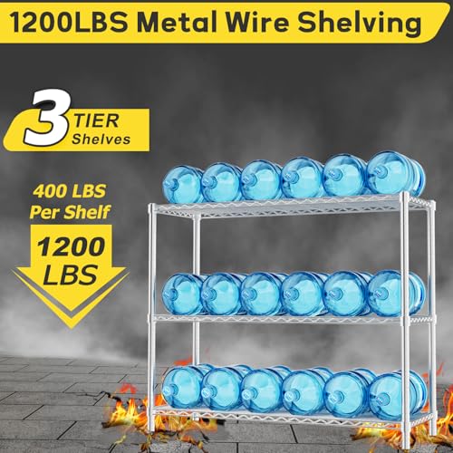 45" Small Wire Shelving Unit, 3-Tier Utility Storage Rack - color: Chrome, size: 45" L x 20" W x 47" H
