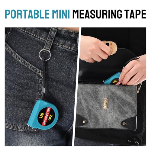 Copkim 50 Pcs 6 ft Mini Tape Measure Retractable Bulk,Lake Blue - color: Lake Blue