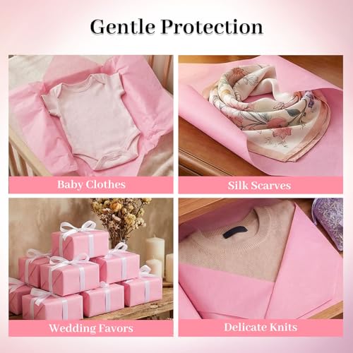 Koogel 330 Sheets Pink Tissue Paper, 14 X 10 inches - color: Pink