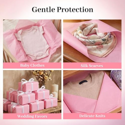 Koogel 330 Sheets Pink Tissue Paper, 14 X 10 inches - color: Pink