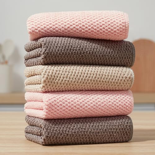 JOYMOOP Microfiber Cleaning Cloth, 5 Piece Set, Small, Multi Color - color: Q