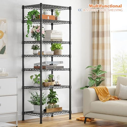 REIBII 7-Tier Metal Shelving Unit, 71’’H x 18’’W x 18’’D, 1176 LBS Weight Capacity, Adjustable Garage Shelving for Storage, Heavy Duty Shelves for Kitchen, Living Room, Bathroom etc. - size: 7 Tier-18"D x 18"W x 71"H