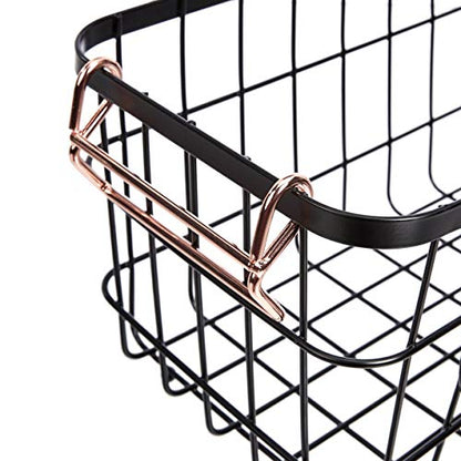 Amazon Basics Stackable Metal Wire Rectangular Storage Baskets for Kitchen, Bathroom or Pantry Organizing, 2 Count, Black - size: (Pack of 1)