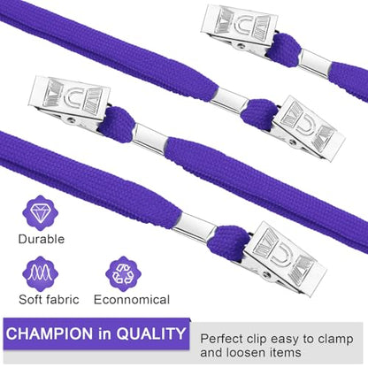 Marspark 200 Pcs Lanyards for ID Badges, Flat Swivel Hook,Purple - color: Purple